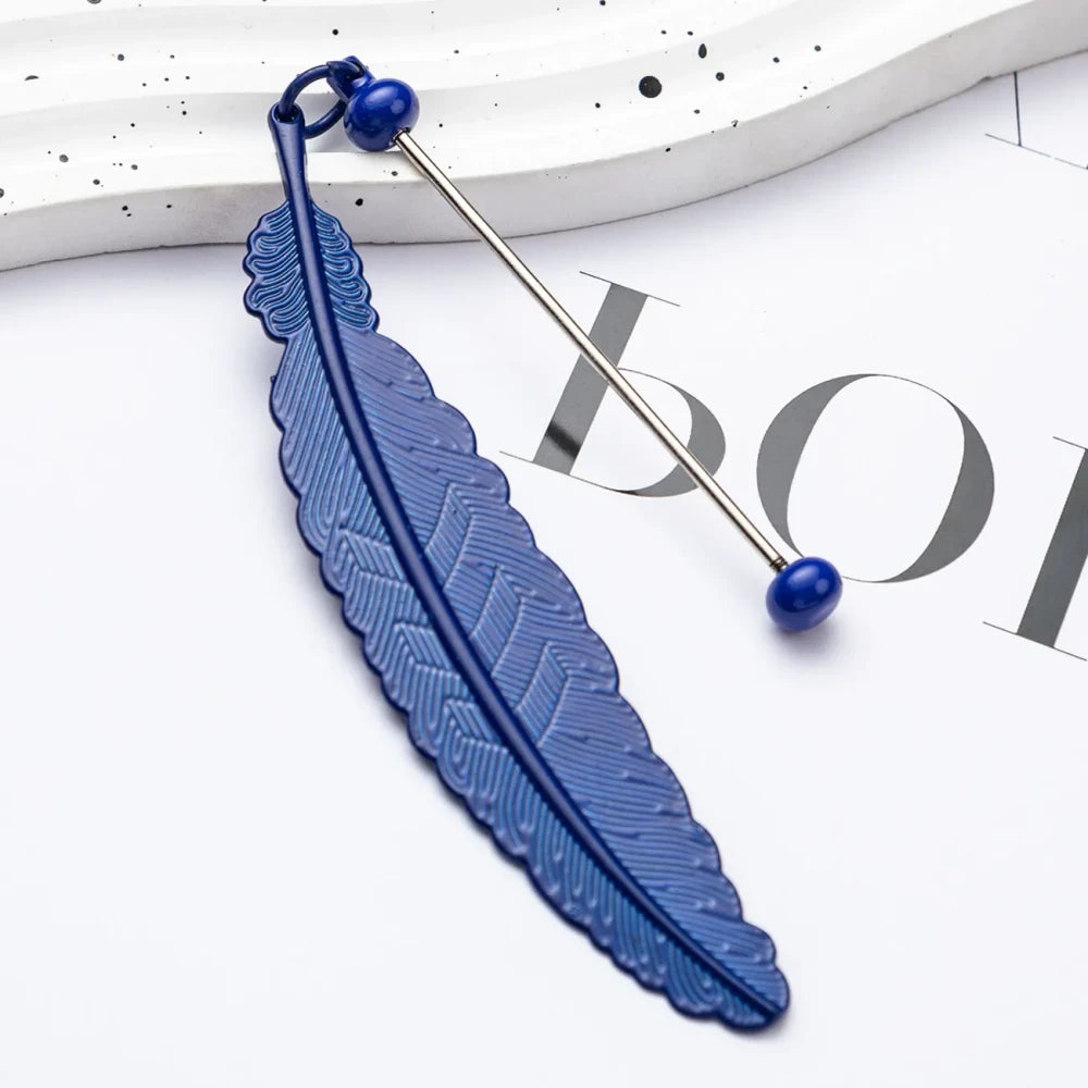 Beadable Feather Metal Bookmark for DIY