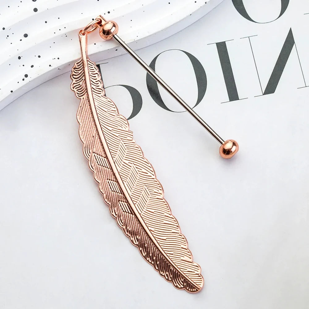 Beadable Feather Metal Bookmark for DIY