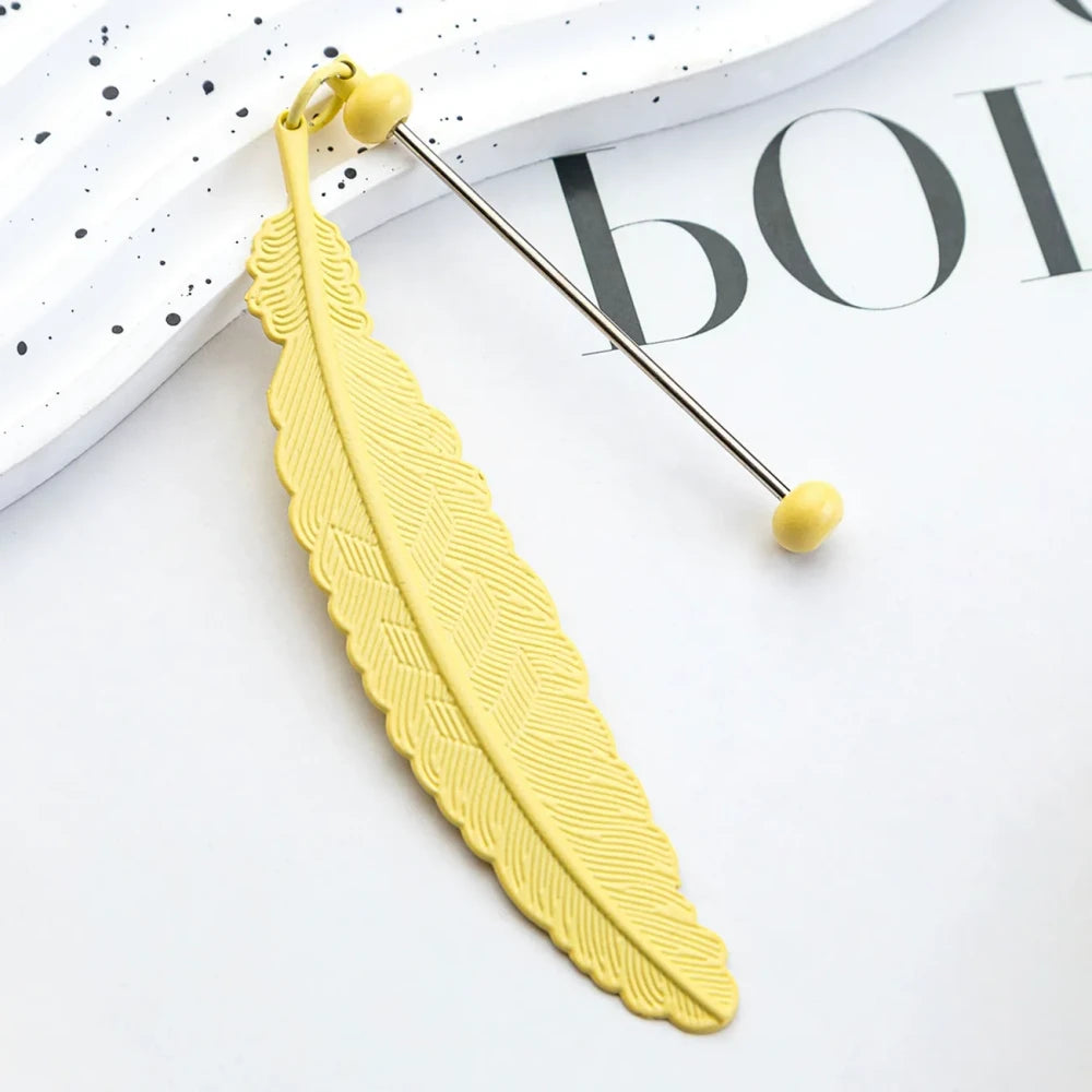 Beadable Feather Metal Bookmark for DIY