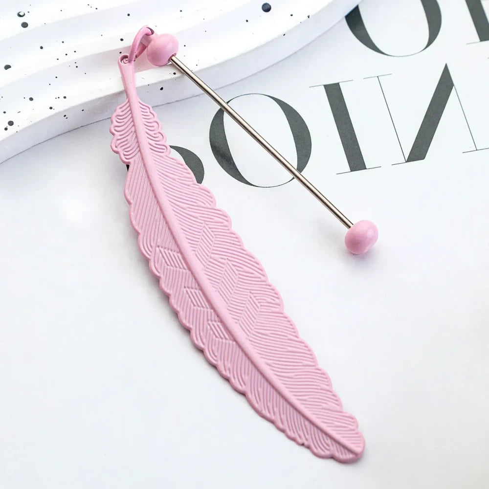 Beadable Feather Metal Bookmark for DIY