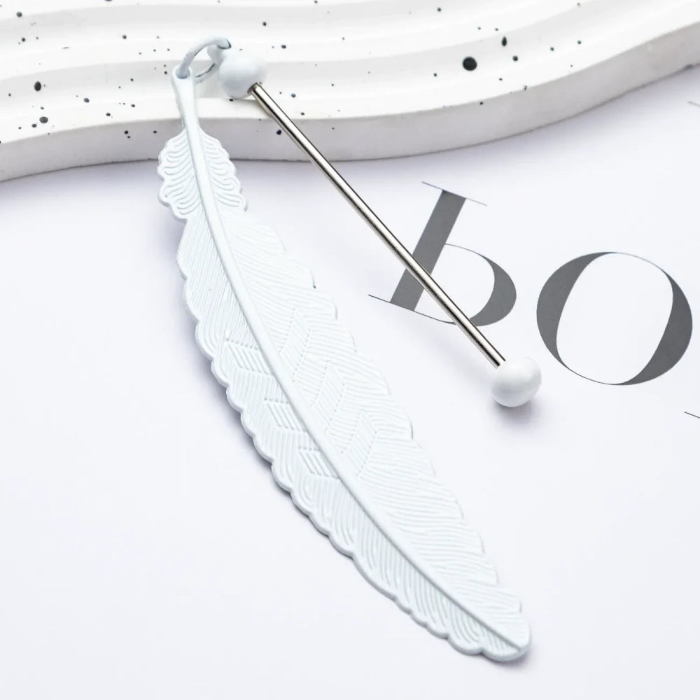 Beadable Feather Metal Bookmark for DIY