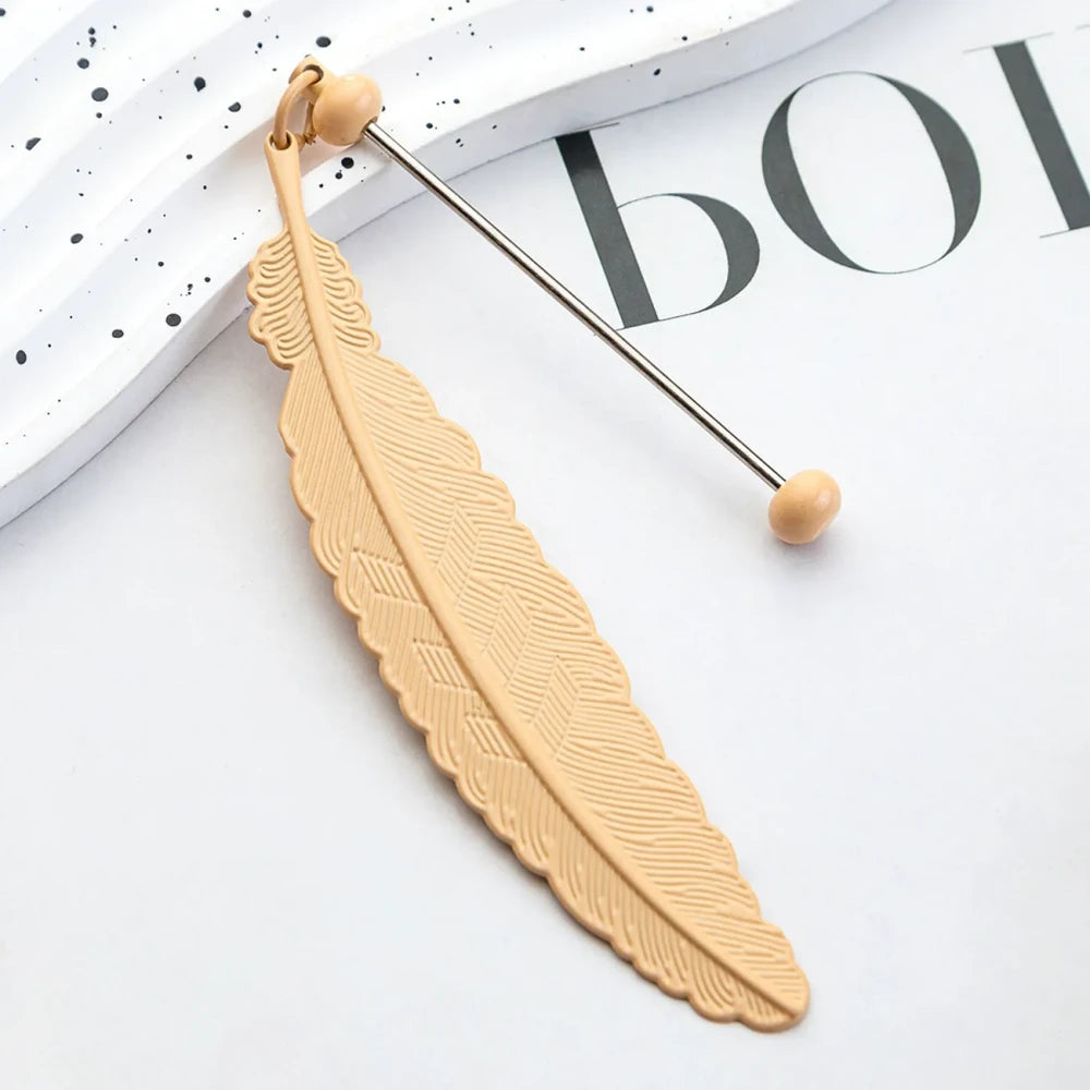 Beadable Feather Metal Bookmark for DIY