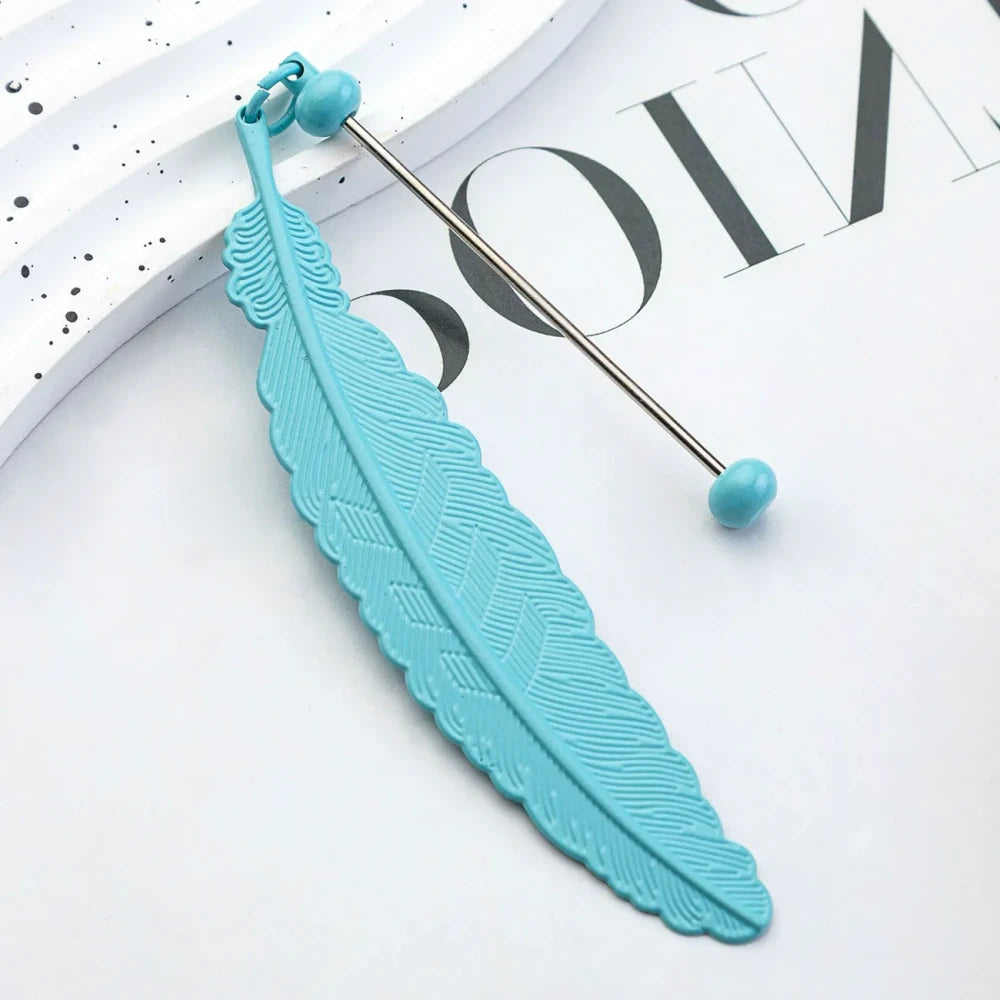 Beadable Feather Metal Bookmark for DIY