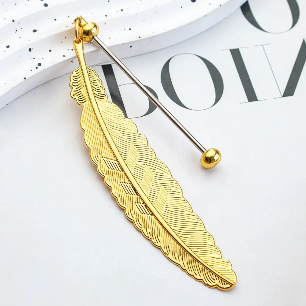 Beadable Feather Metal Bookmark for DIY