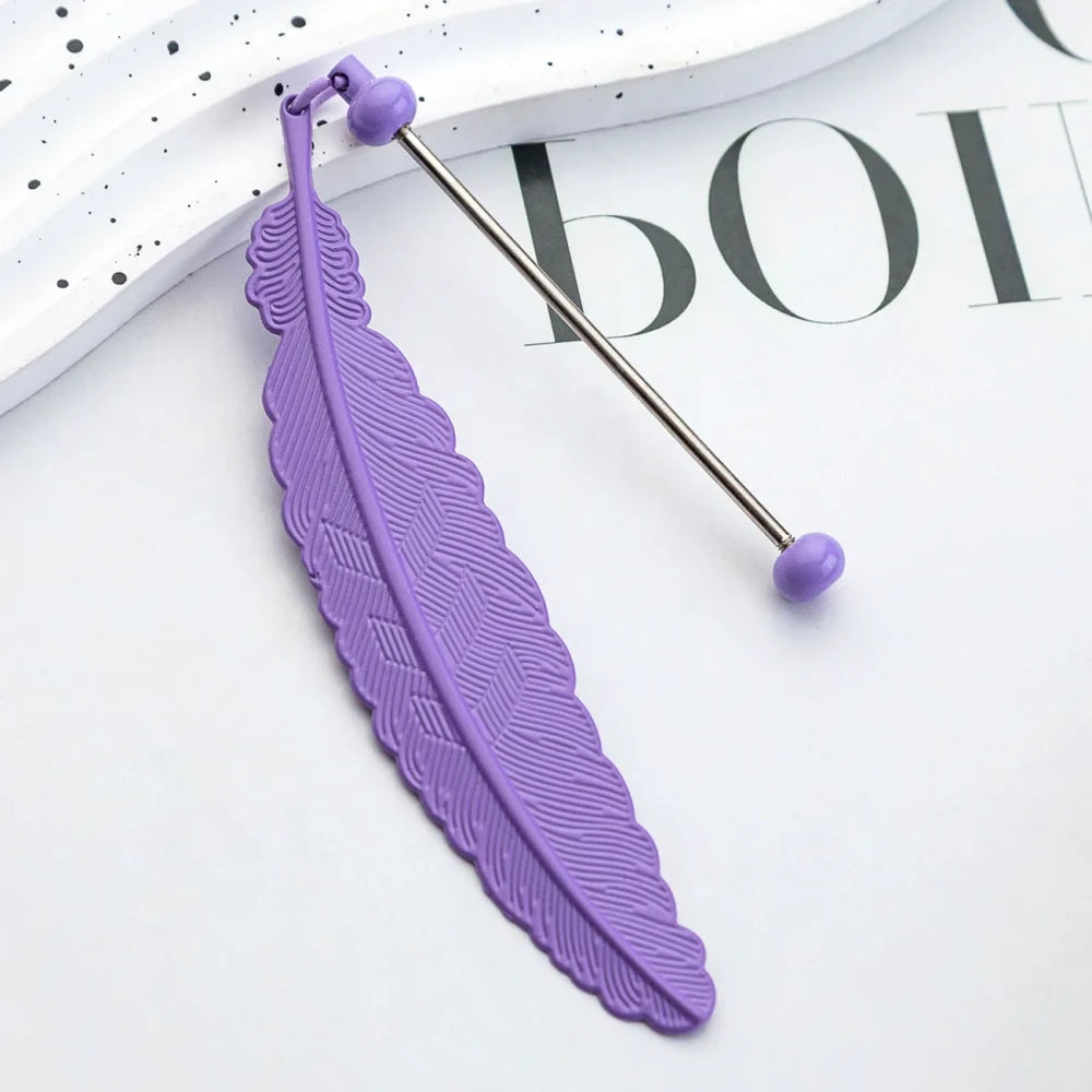 Beadable Feather Metal Bookmark for DIY