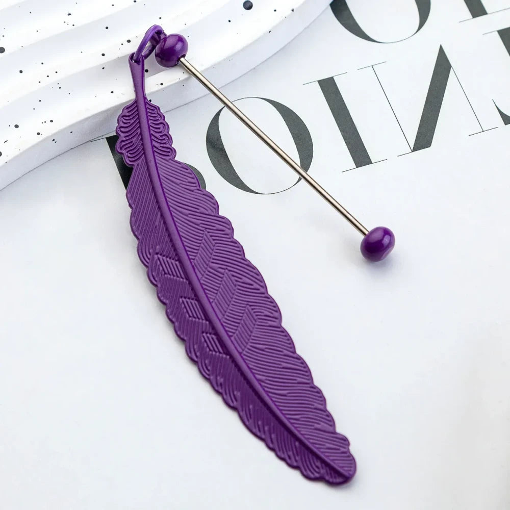 Beadable Feather Metal Bookmark for DIY