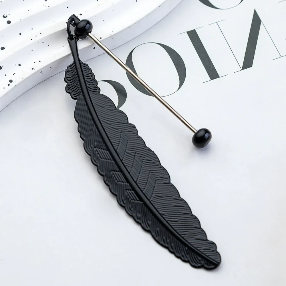 Beadable Feather Metal Bookmark for DIY