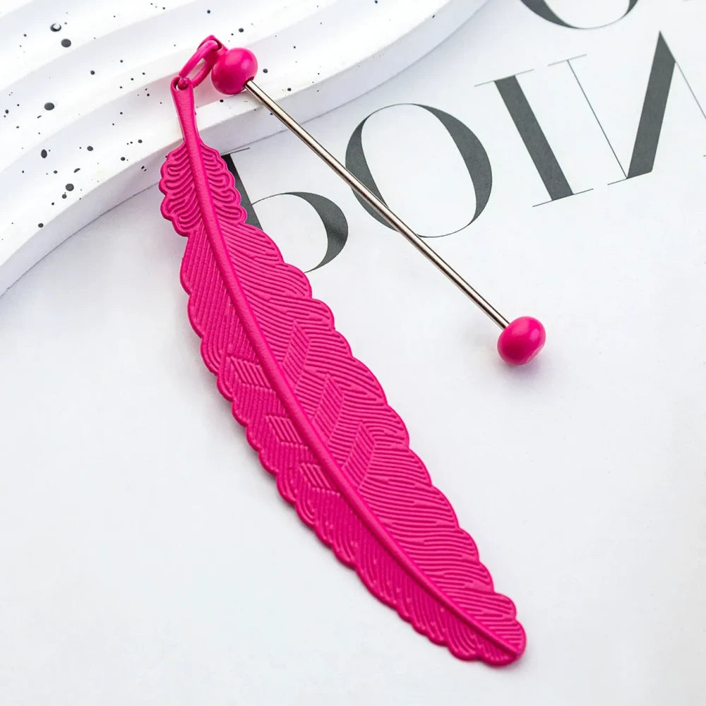 Beadable Feather Metal Bookmark for DIY