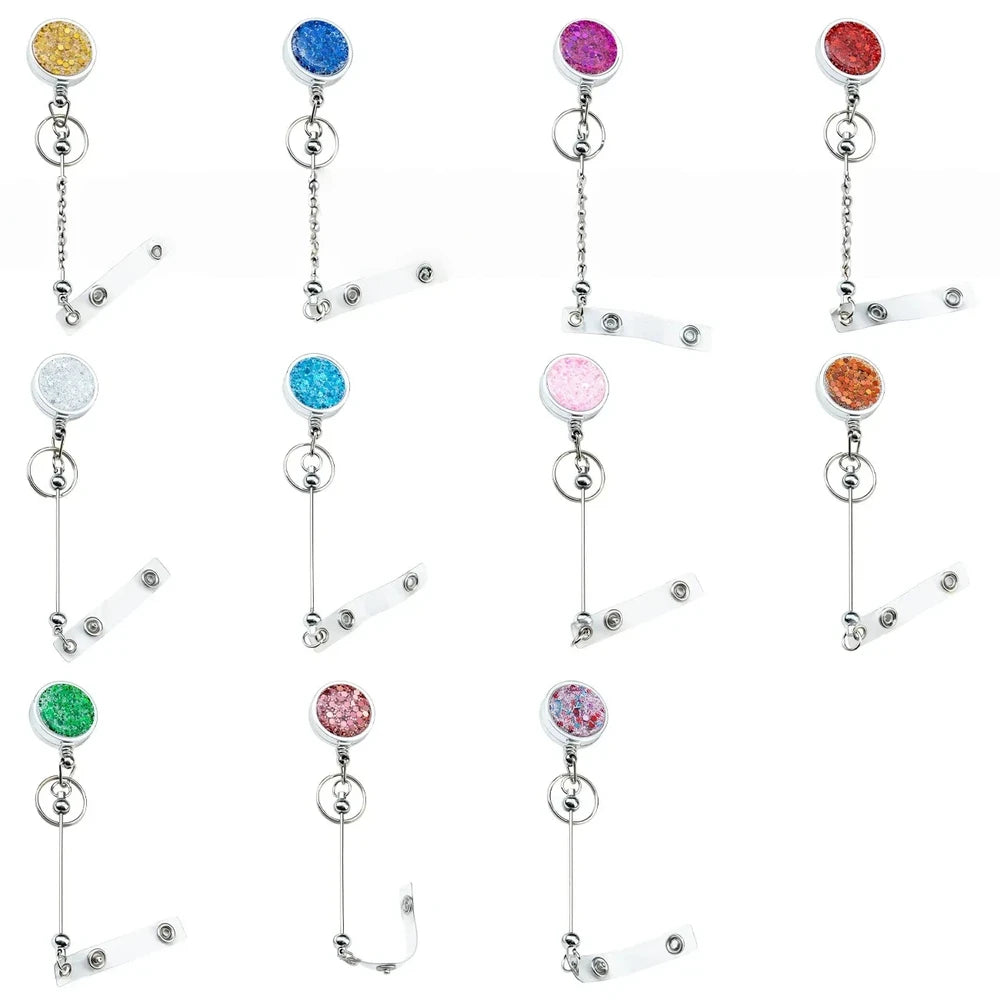 Beadable Glitter Sequins Badge Reels for DIY