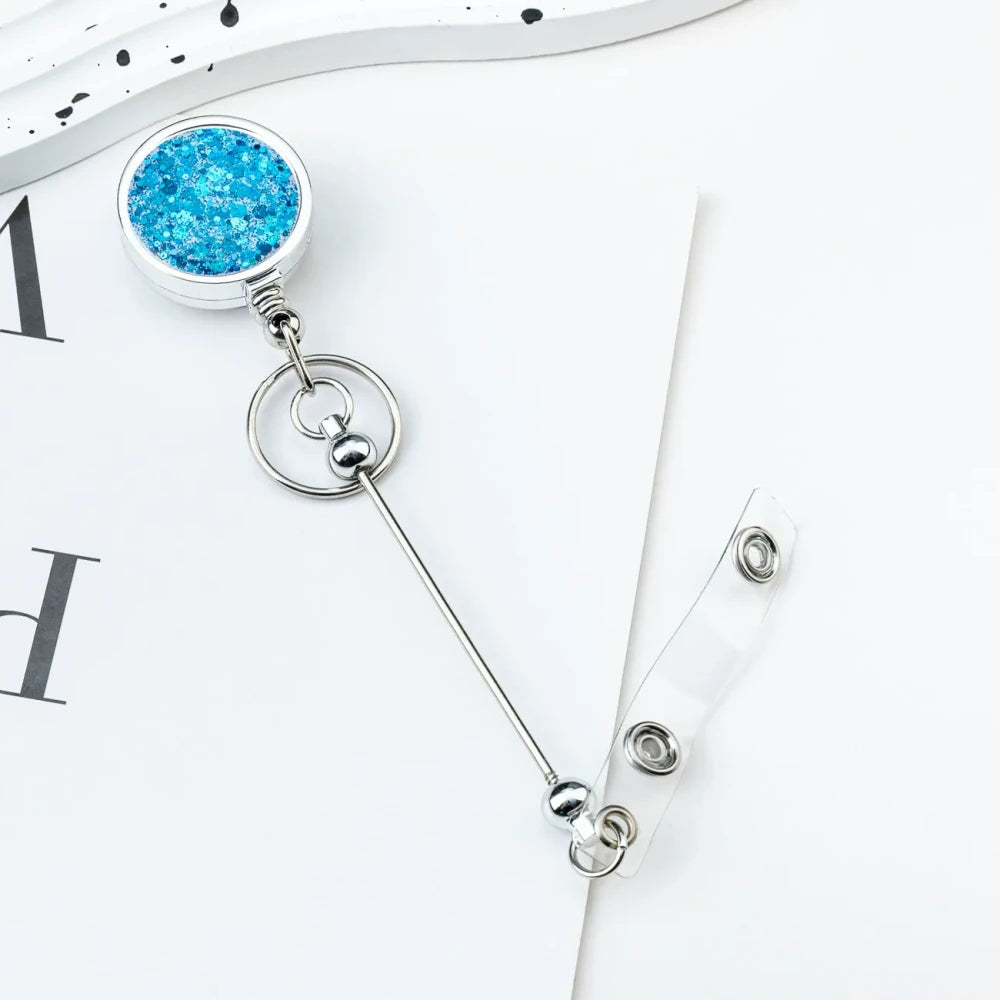 Beadable Glitter Sequins Badge Reels for DIY