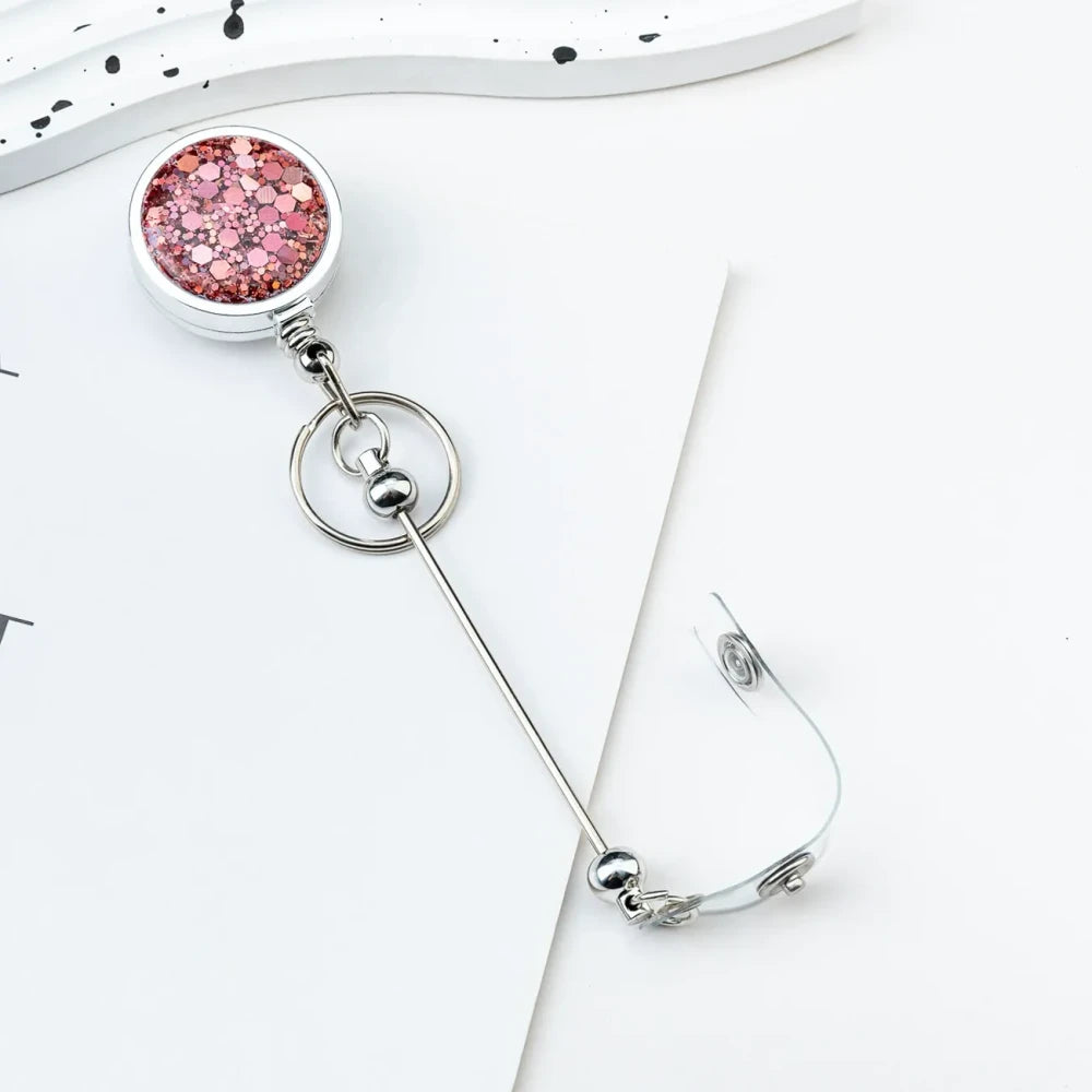 Beadable Glitter Sequins Badge Reels for DIY