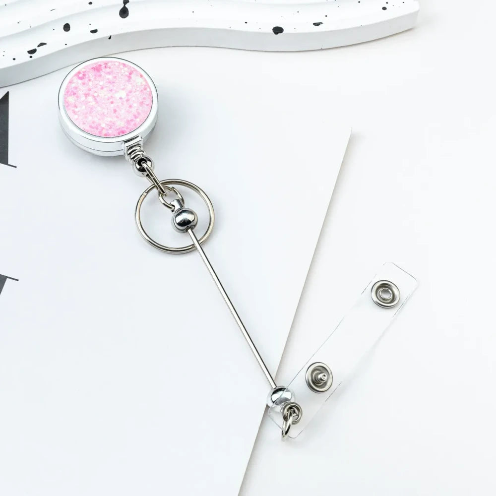 Beadable Glitter Sequins Badge Reels for DIY