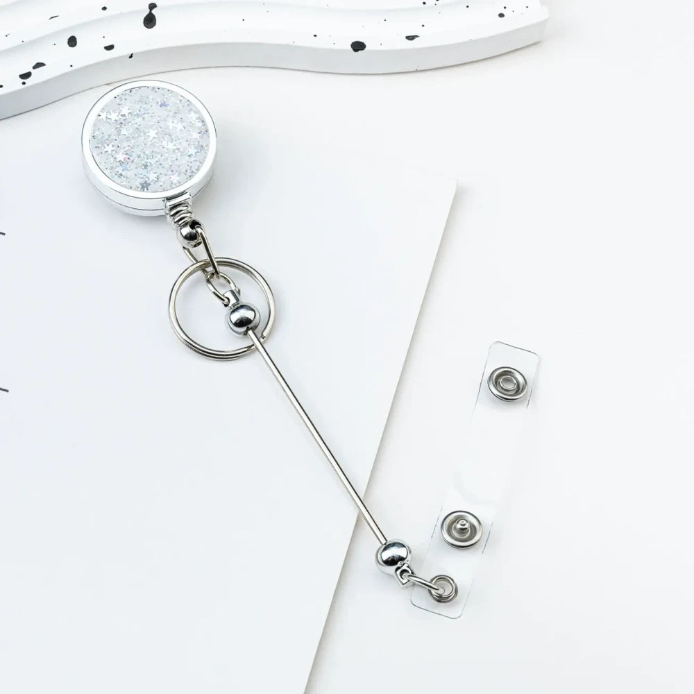 Beadable Glitter Sequins Badge Reels for DIY