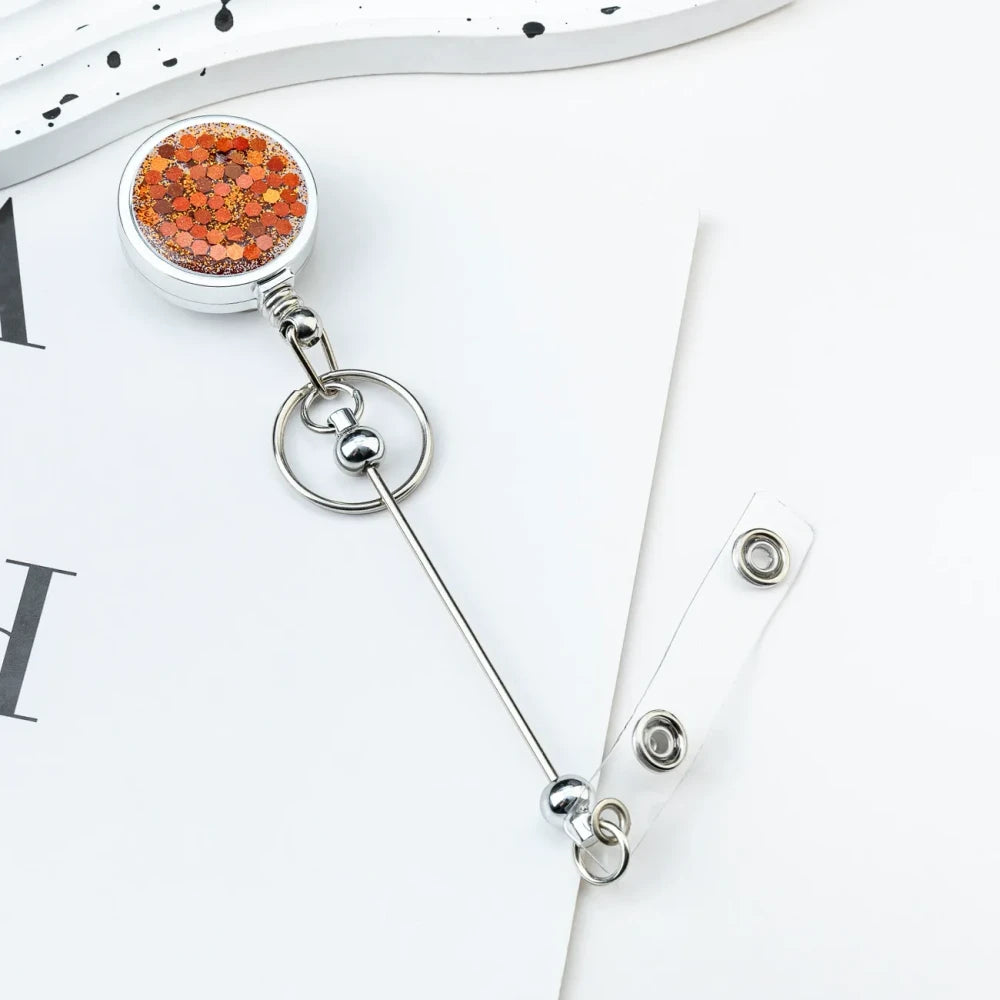 Beadable Glitter Sequins Badge Reels for DIY
