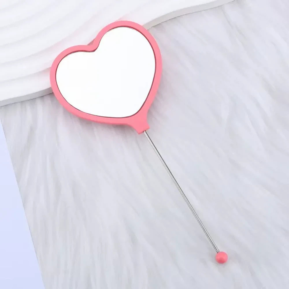 Beadable Heart High Definition Handheld Makeup Mirror