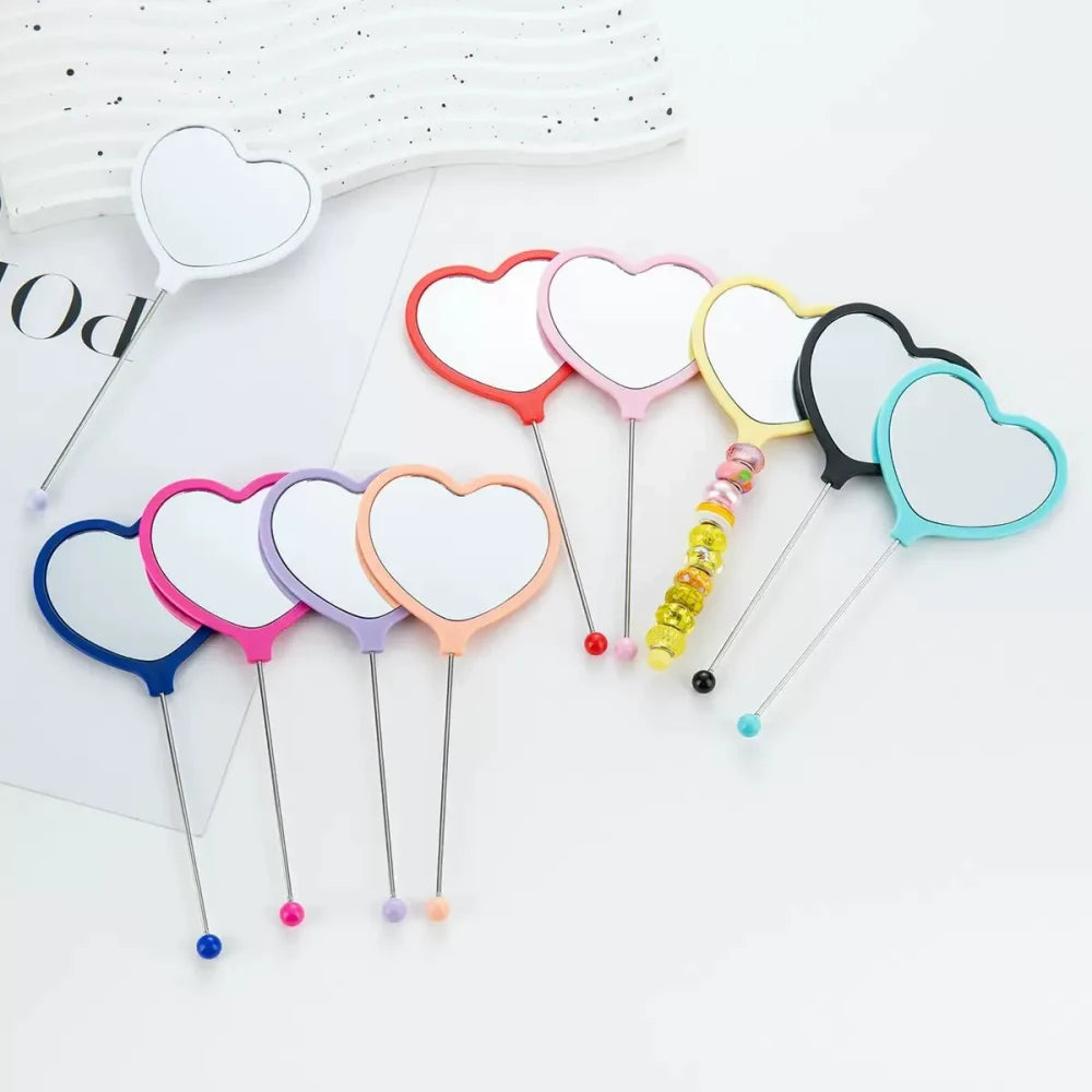 Beadable Heart High Definition Handheld Makeup Mirror