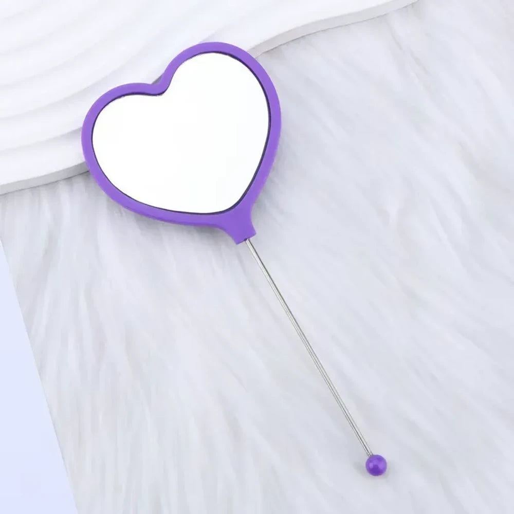 Beadable Heart High Definition Handheld Makeup Mirror