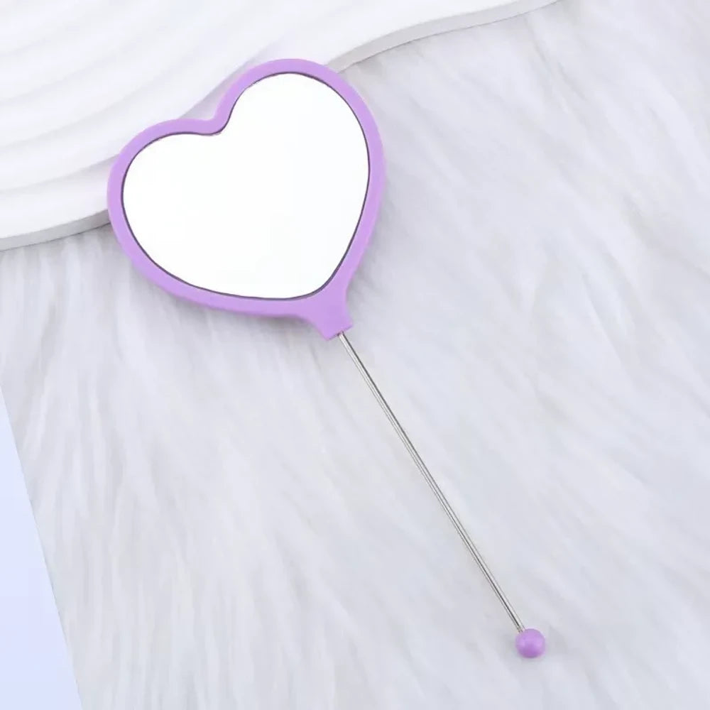 Beadable Heart High Definition Handheld Makeup Mirror