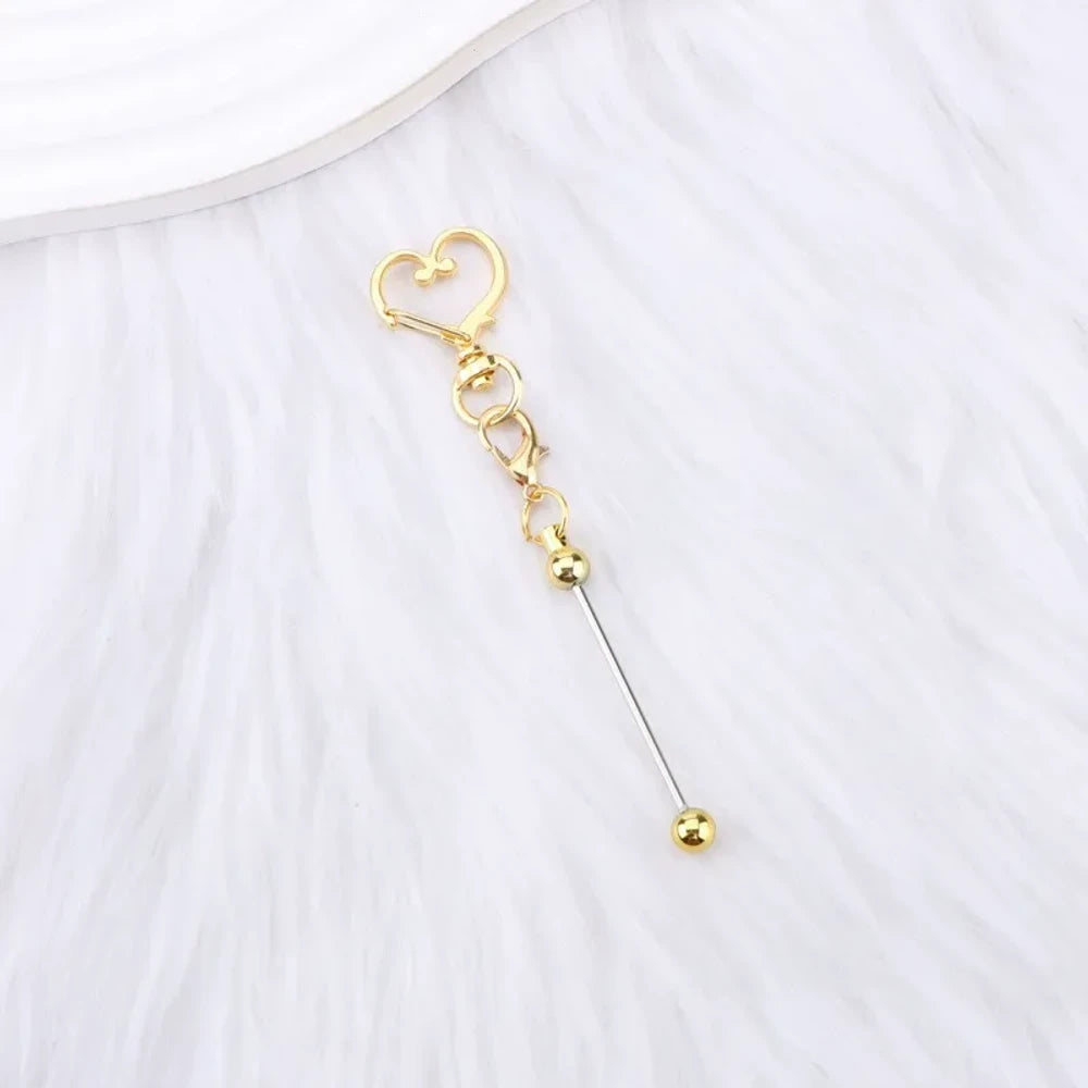 Beadable Heart Metal Keychain for DIY