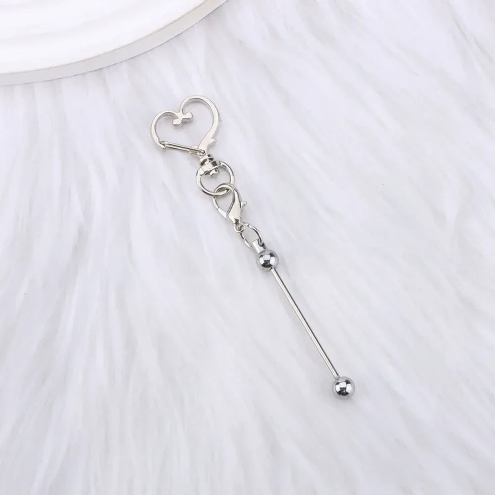 Beadable Heart Metal Keychain for DIY