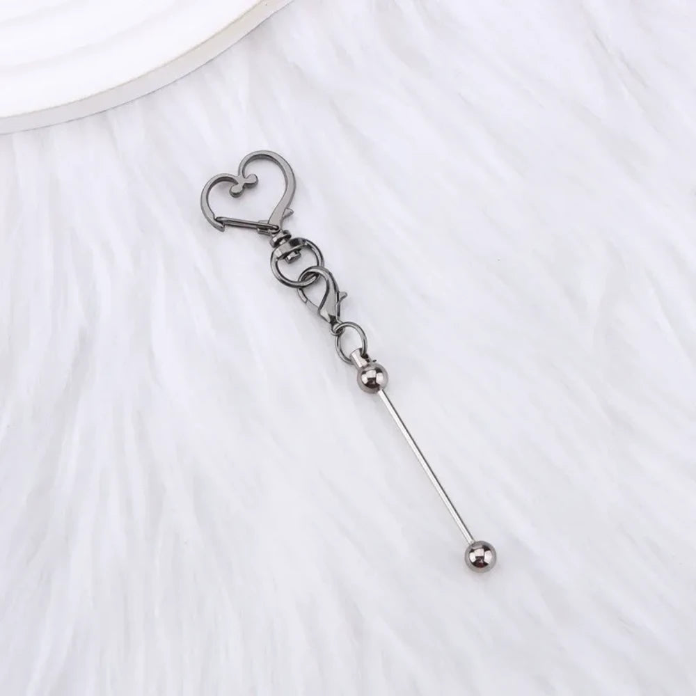 Beadable Heart Metal Keychain for DIY
