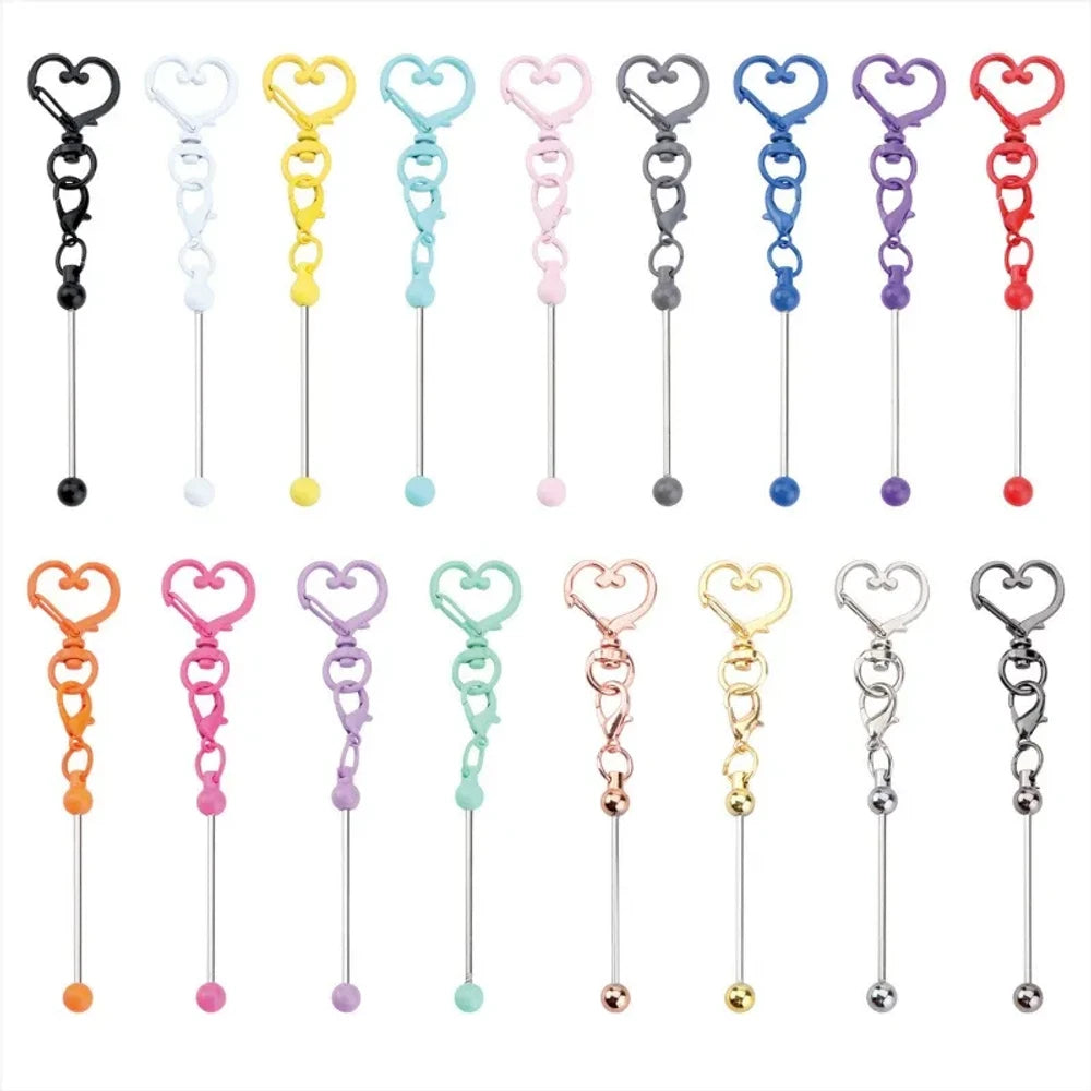 Beadable Heart Metal Keychain for DIY