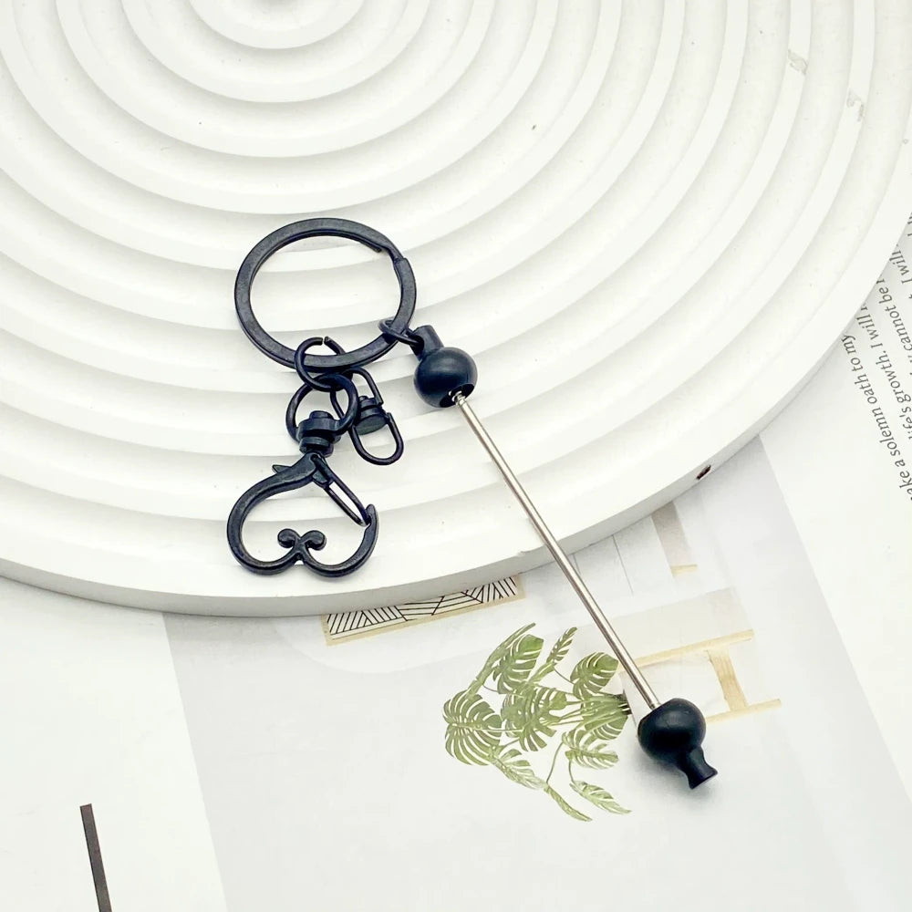 Beadable Heart Metal Keychain for DIY