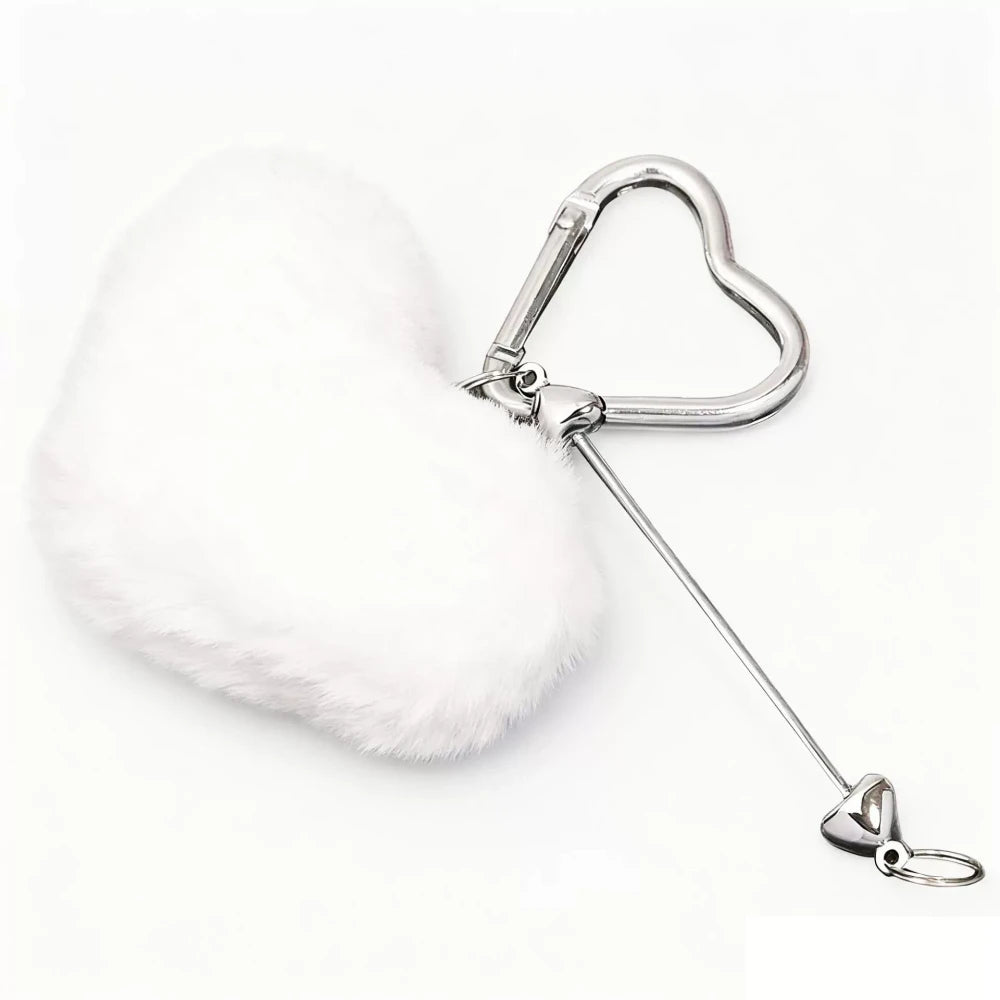 Beadable Heart Shaped Pom-Pom Keychain for DIY