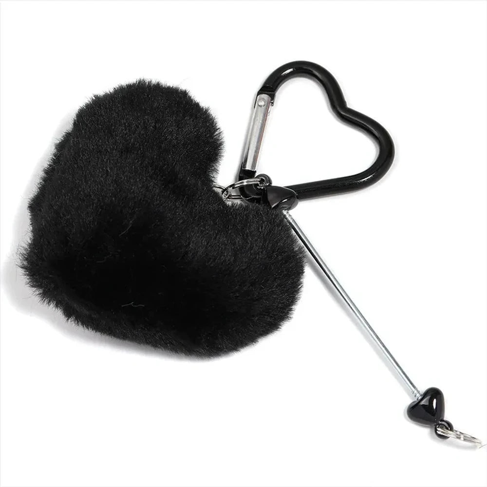 Beadable Heart Shaped Pom-Pom Keychain for DIY
