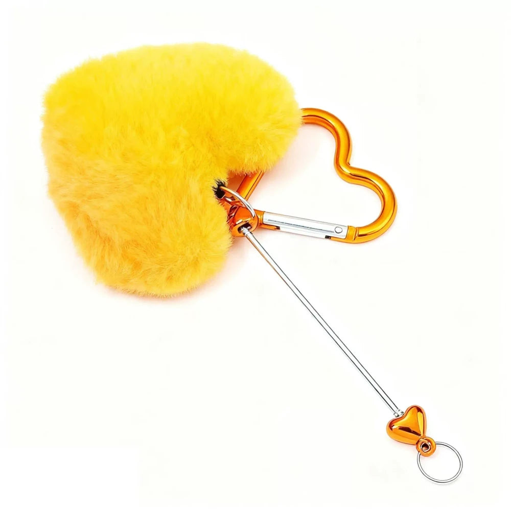 Beadable Heart Shaped Pom-Pom Keychain for DIY