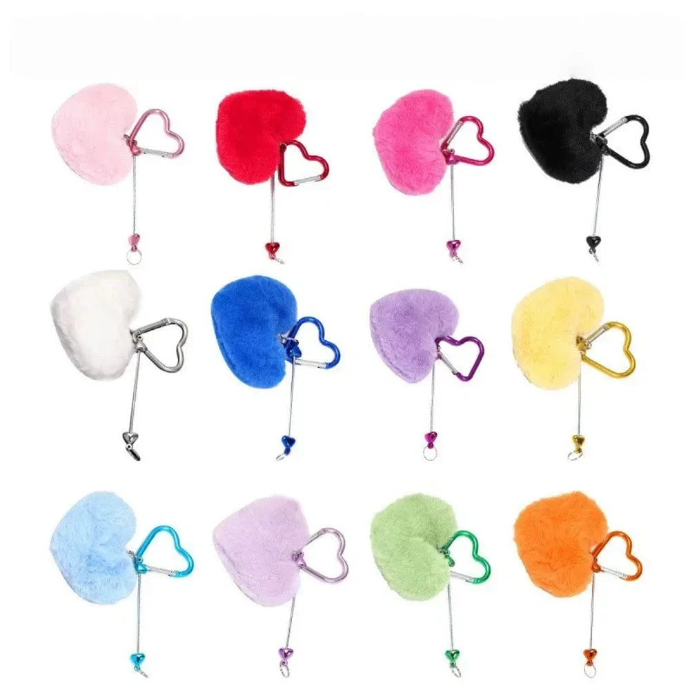 Beadable Heart Shaped Pom-Pom Keychain for DIY