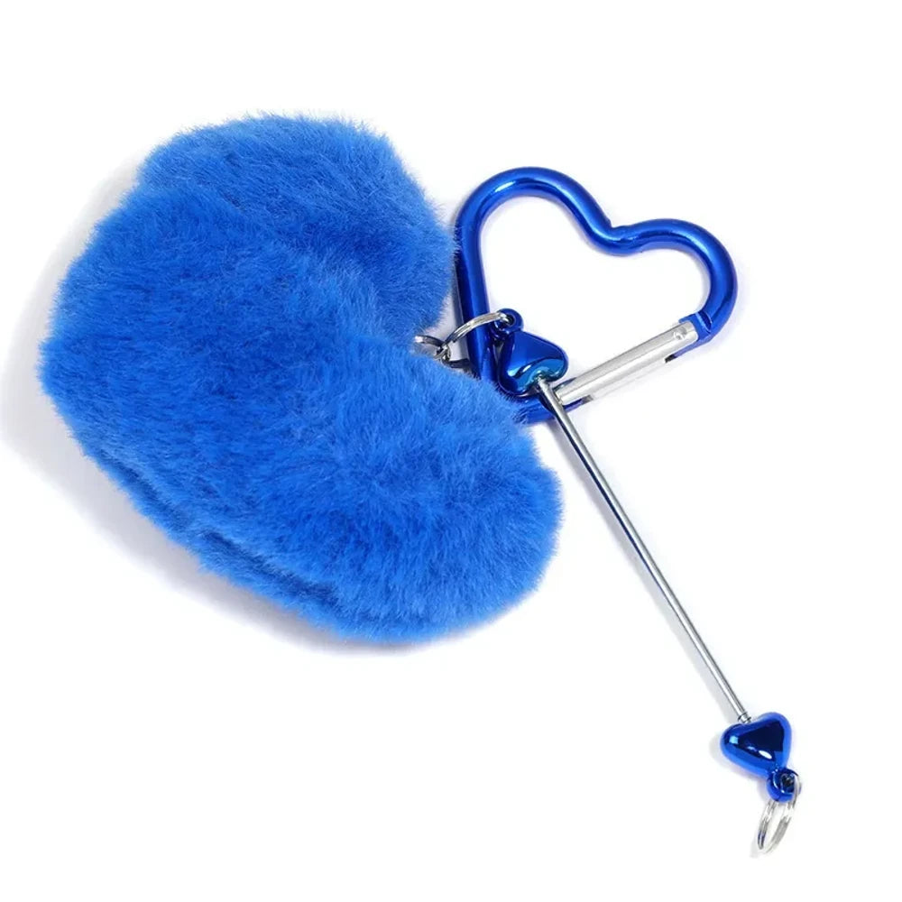Beadable Heart Shaped Pom-Pom Keychain for DIY