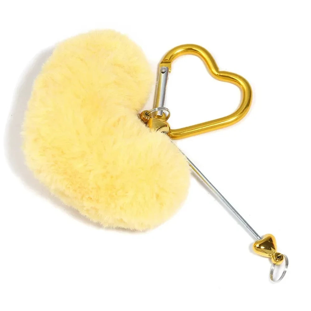 Beadable Heart Shaped Pom-Pom Keychain for DIY