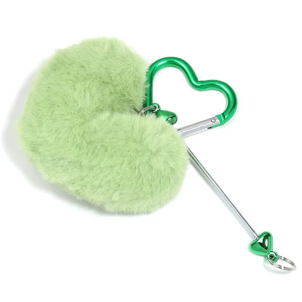 Beadable Heart Shaped Pom-Pom Keychain for DIY