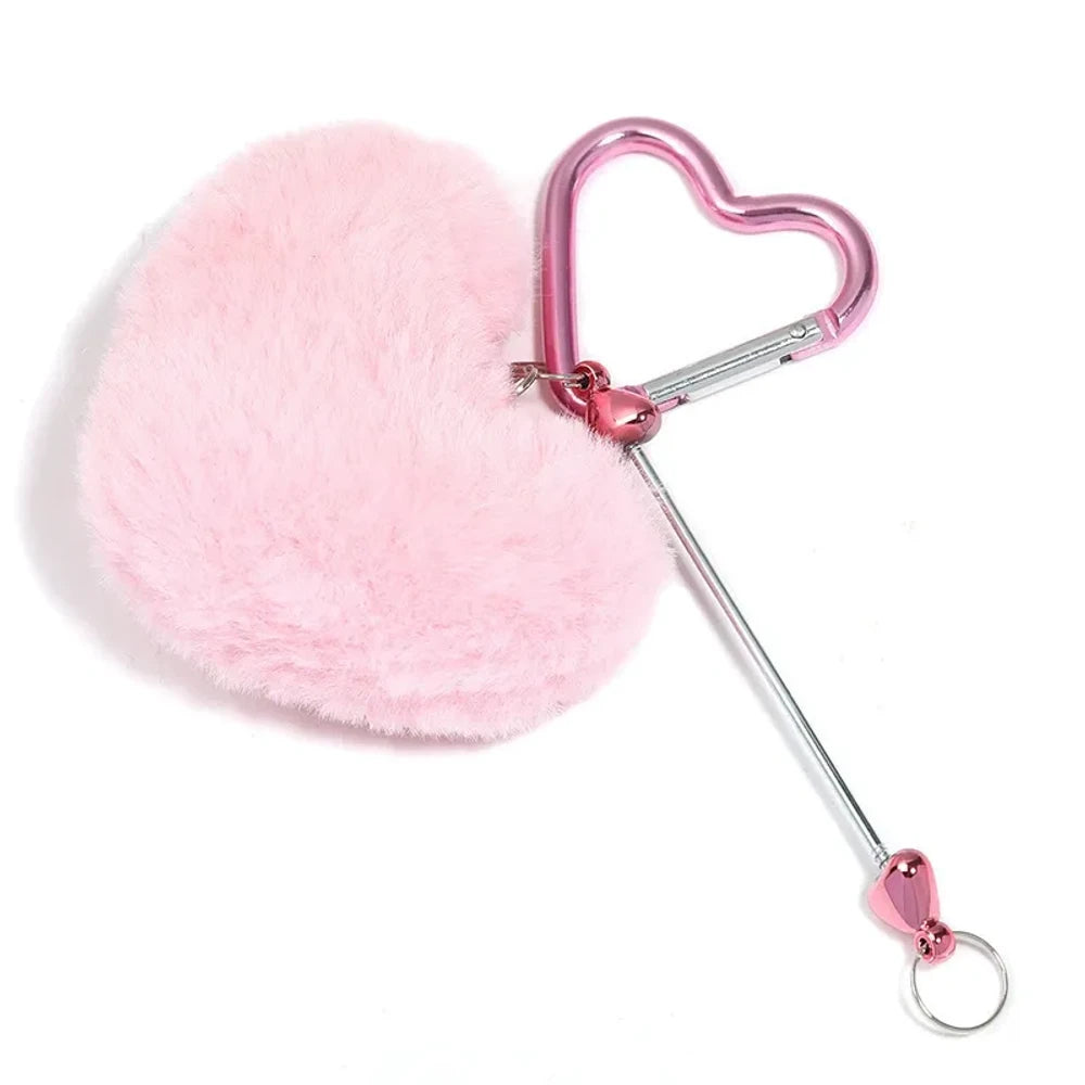 Beadable Heart Shaped Pom-Pom Keychain for DIY