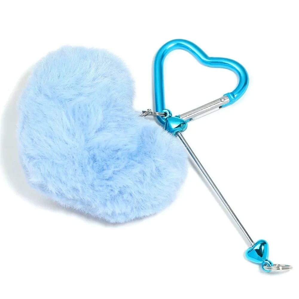 Beadable Heart Shaped Pom-Pom Keychain for DIY
