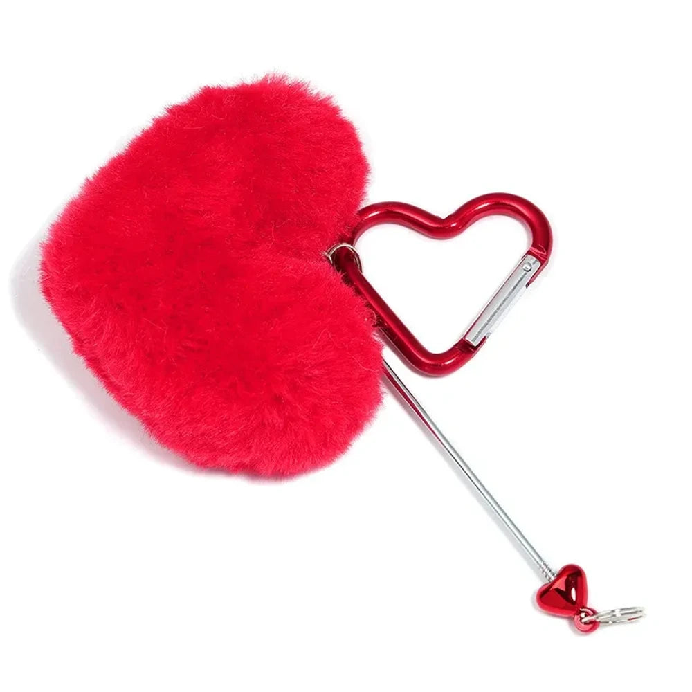 Beadable Heart Shaped Pom-Pom Keychain for DIY