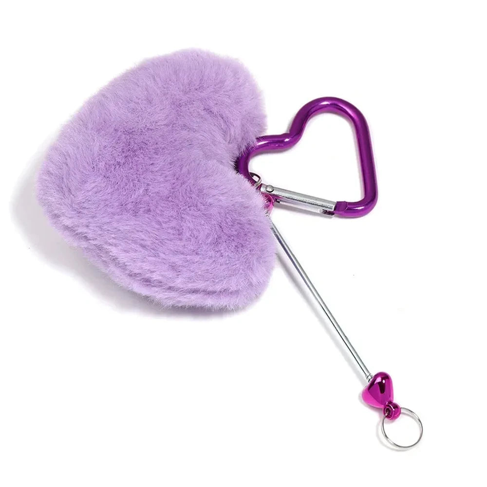 Beadable Heart Shaped Pom-Pom Keychain for DIY