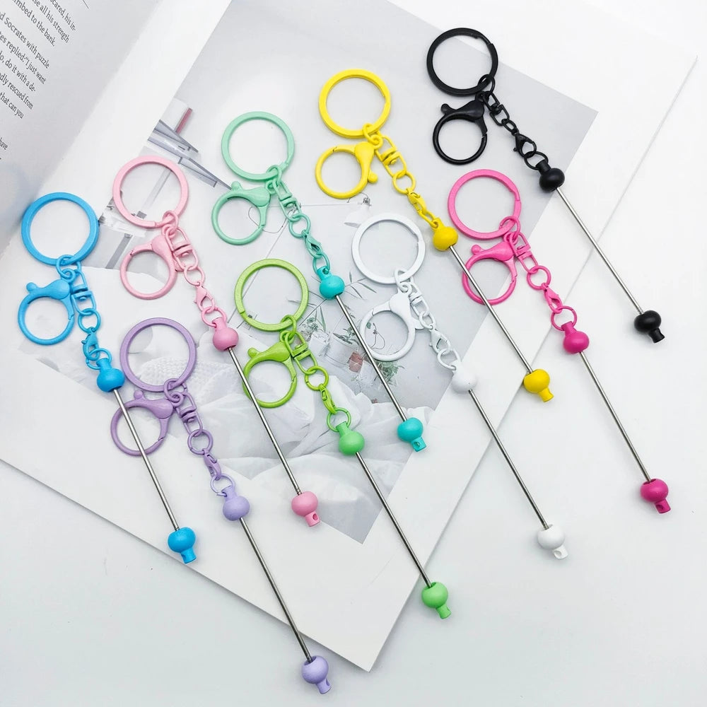 Beadable Lobster Clip Metal and Plastic Keychain for DIY