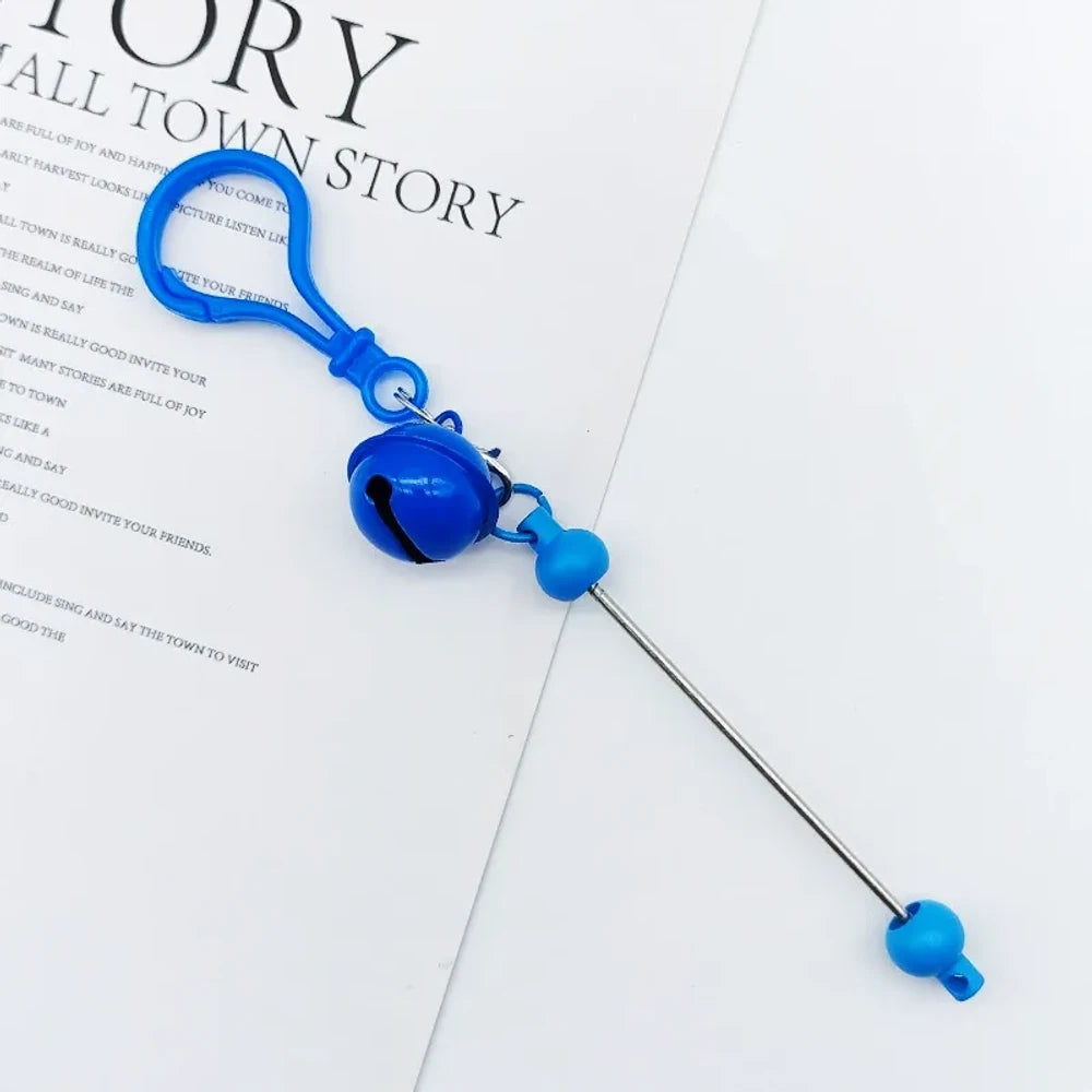 Beadable Metal and Plastic Keychain with Bell for DIY