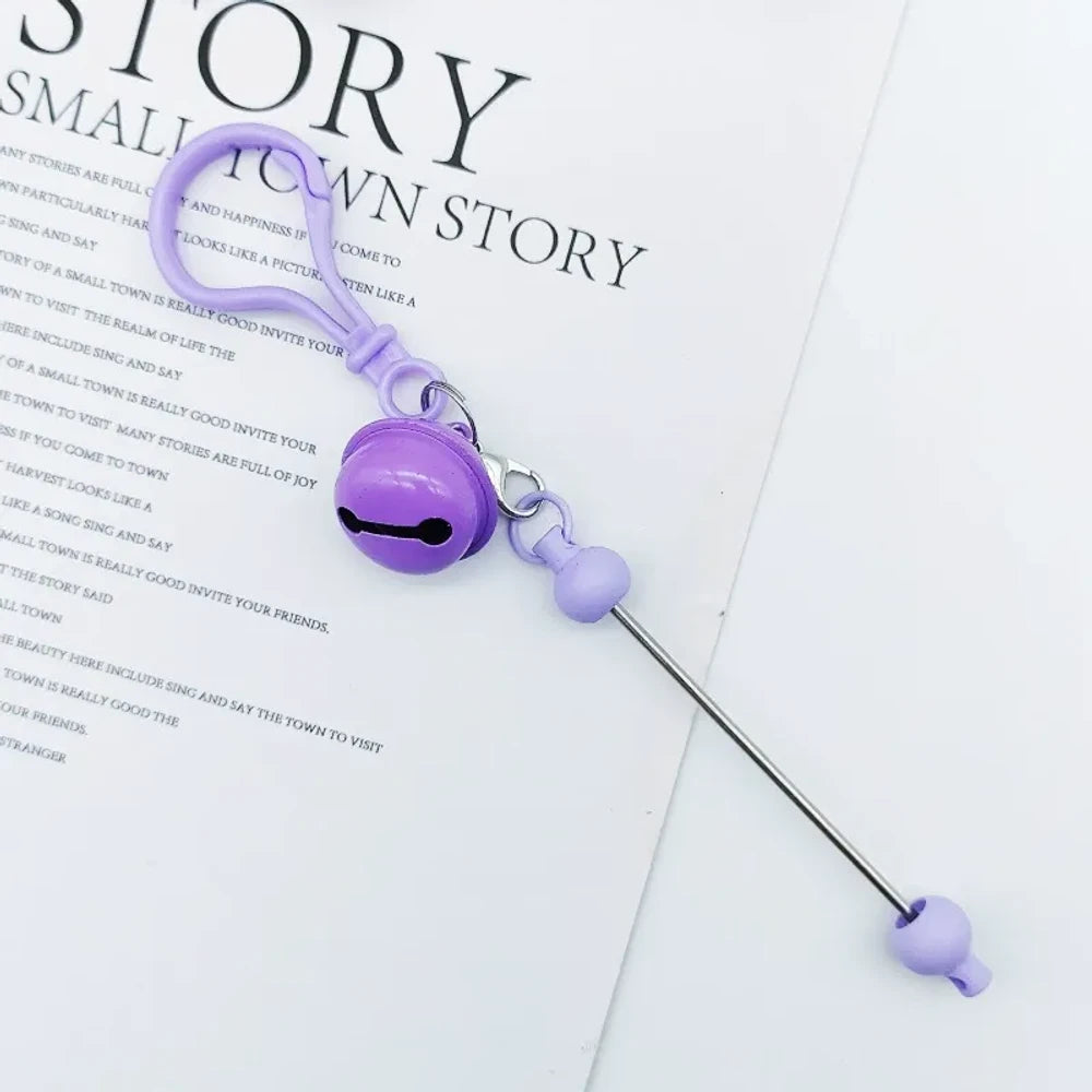 Beadable Metal and Plastic Keychain with Bell for DIY