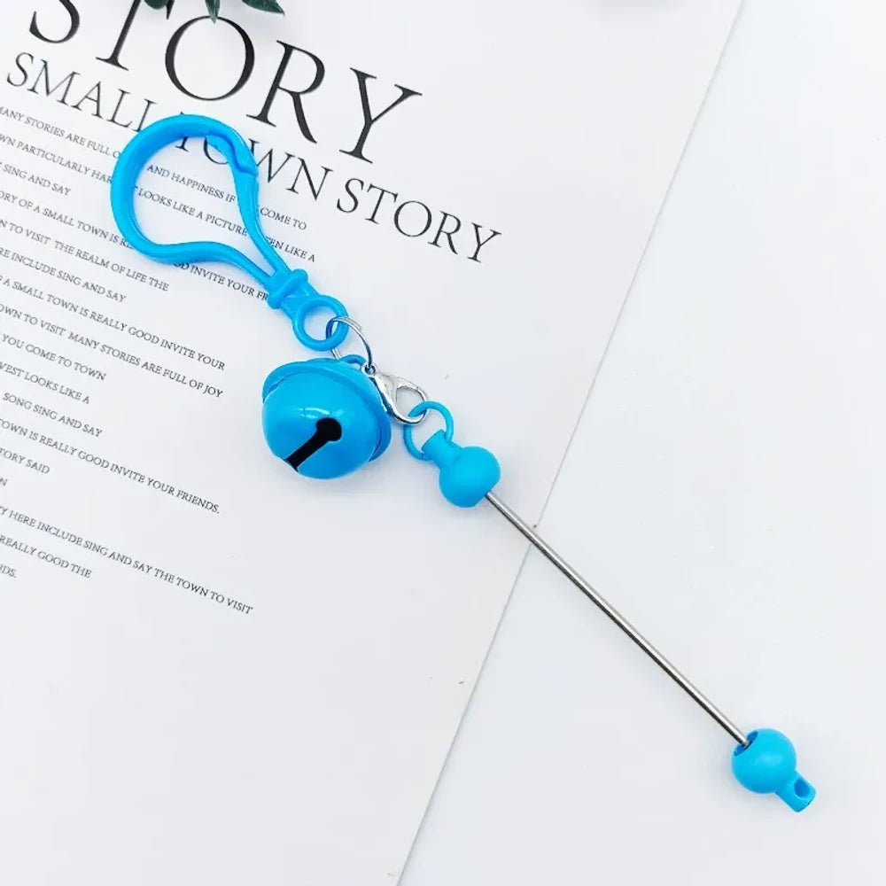 Beadable Metal and Plastic Keychain with Bell for DIY