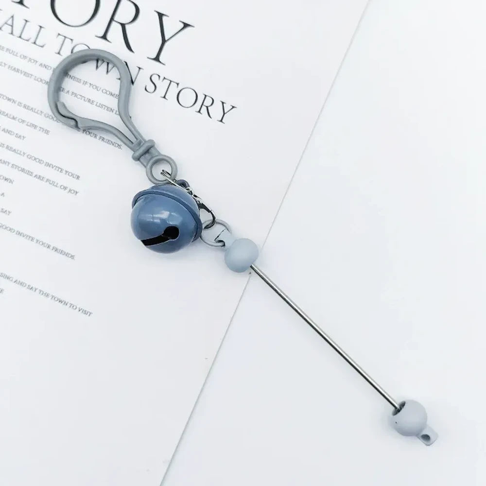 Beadable Metal and Plastic Keychain with Bell for DIY
