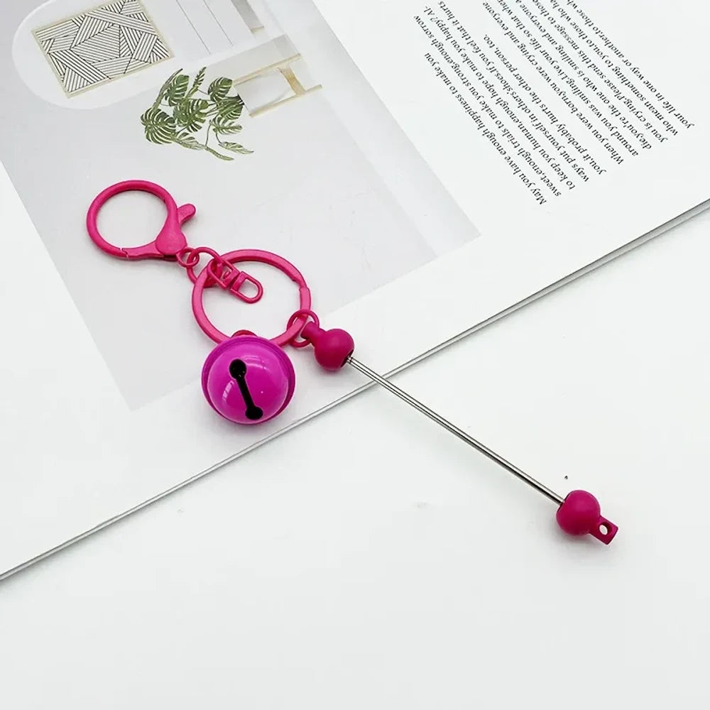 Beadable Metal and Plastic Keychain with Bell