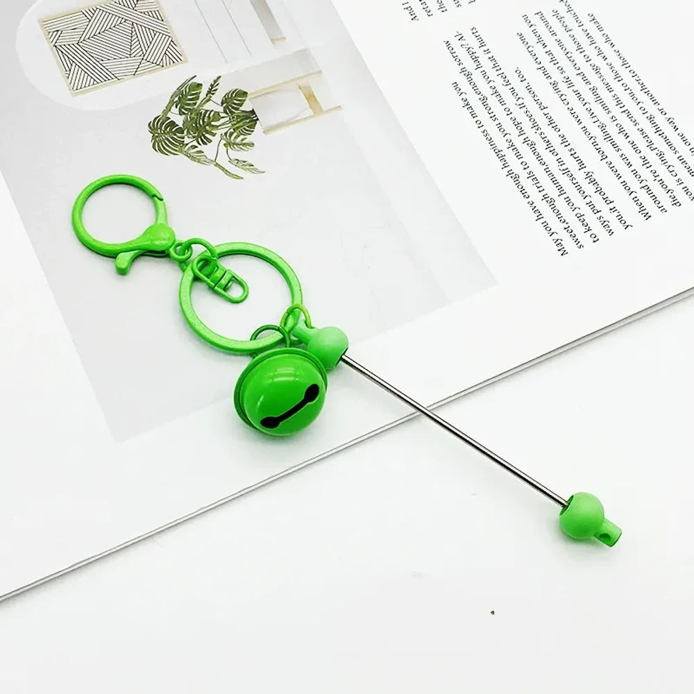 Beadable Metal and Plastic Keychain with Bell