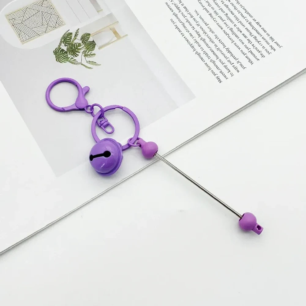 Beadable Metal and Plastic Keychain with Bell