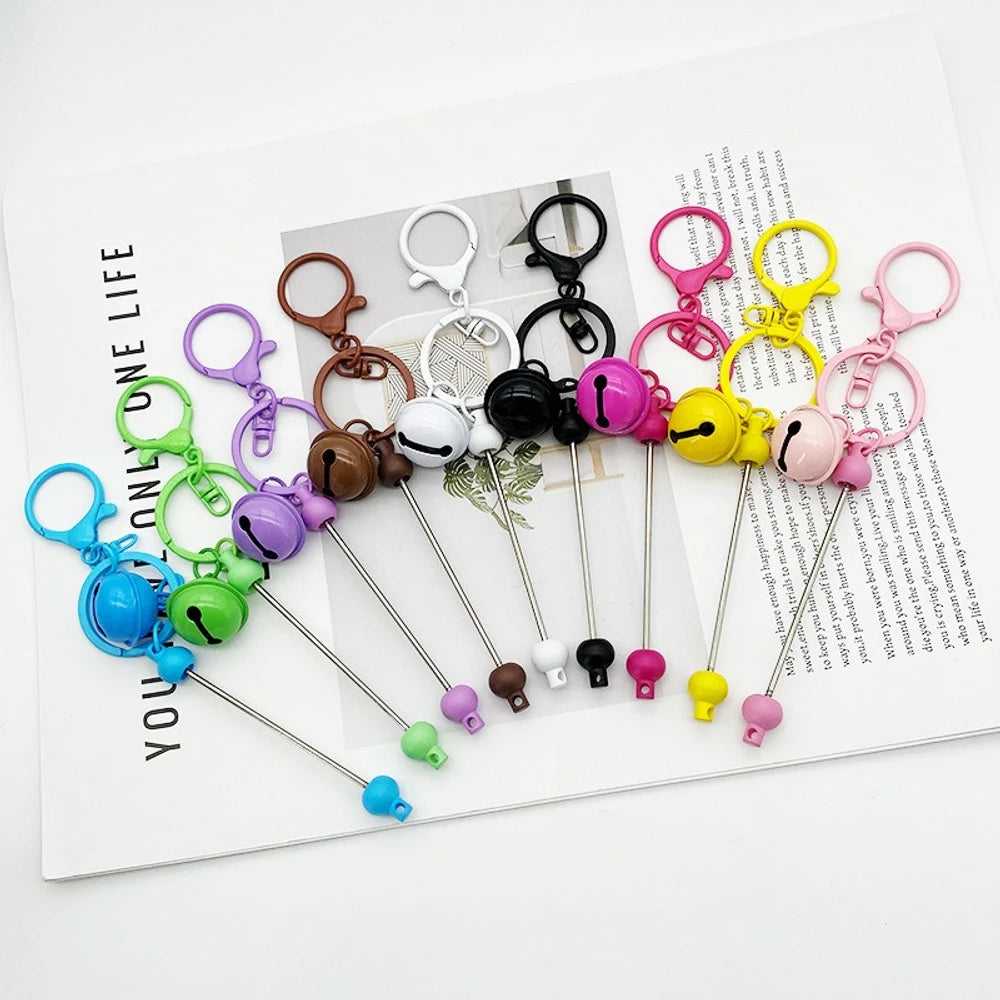 Beadable Metal and Plastic Keychain with Bell