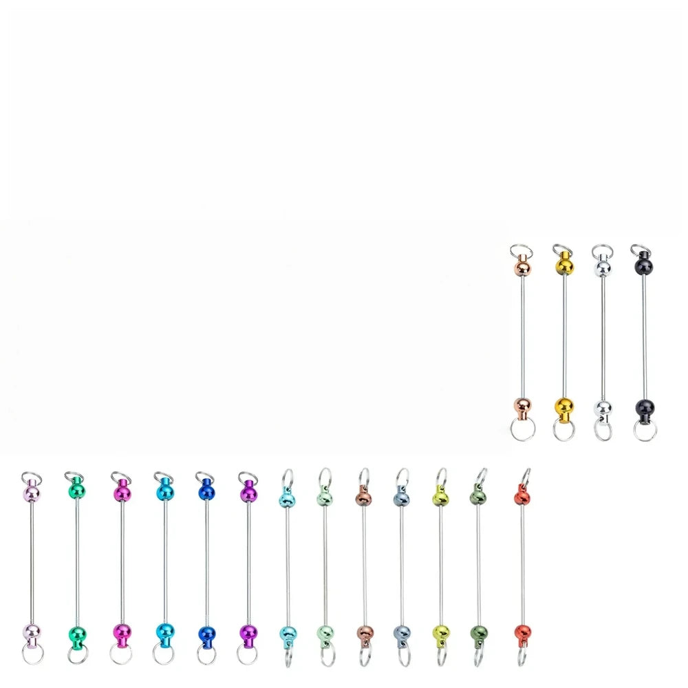 Beadable Multi Color Metal Rod Keychain for DIY