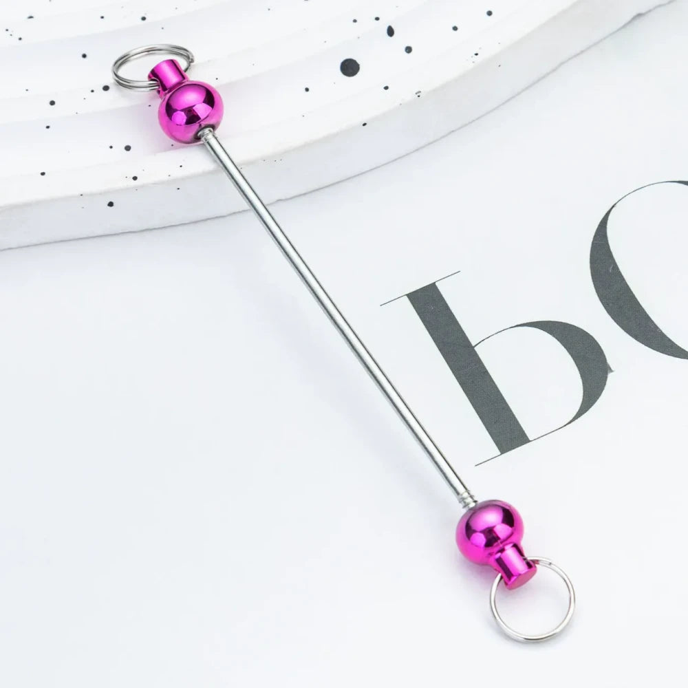 Beadable Multi Color Metal Rod Keychain for DIY