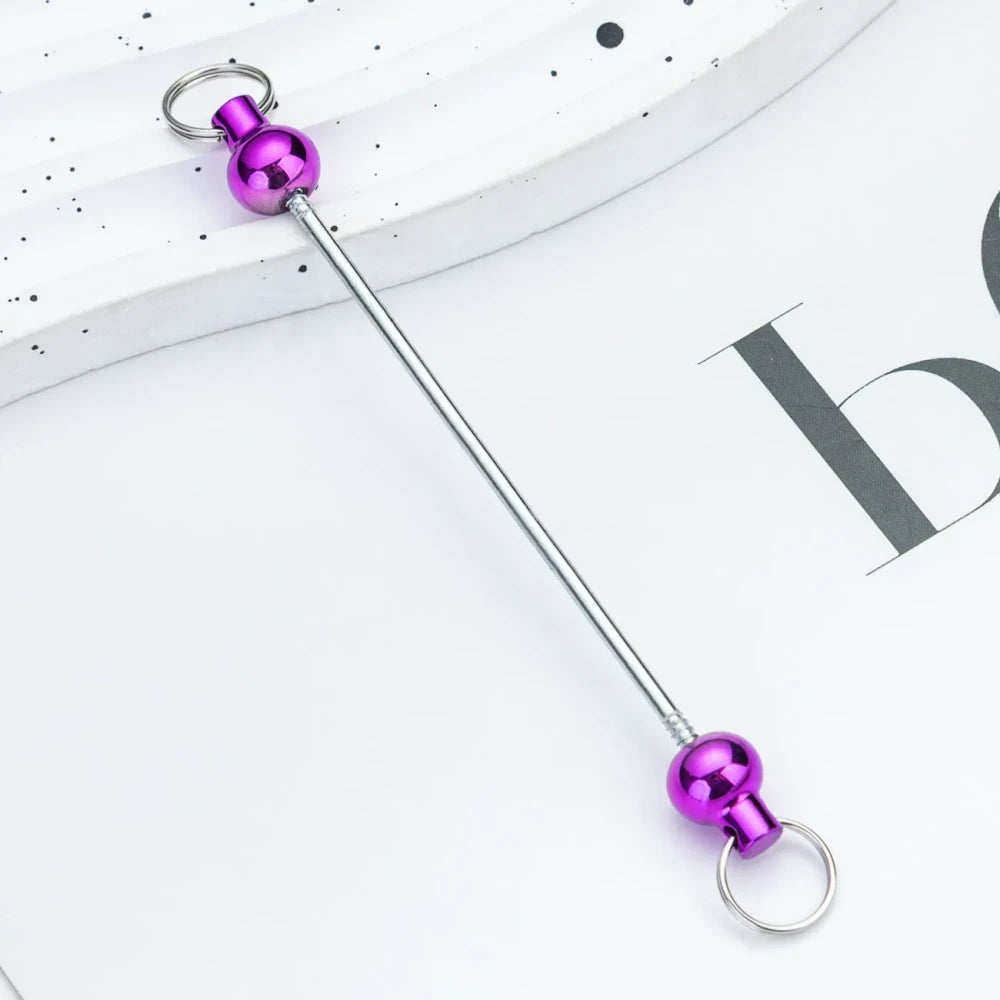 Beadable Multi Color Metal Rod Keychain for DIY